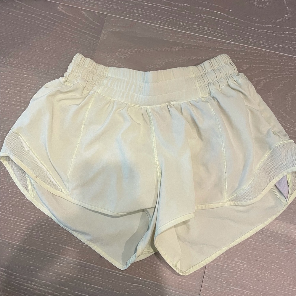 Neon yellow run shorts lululemon